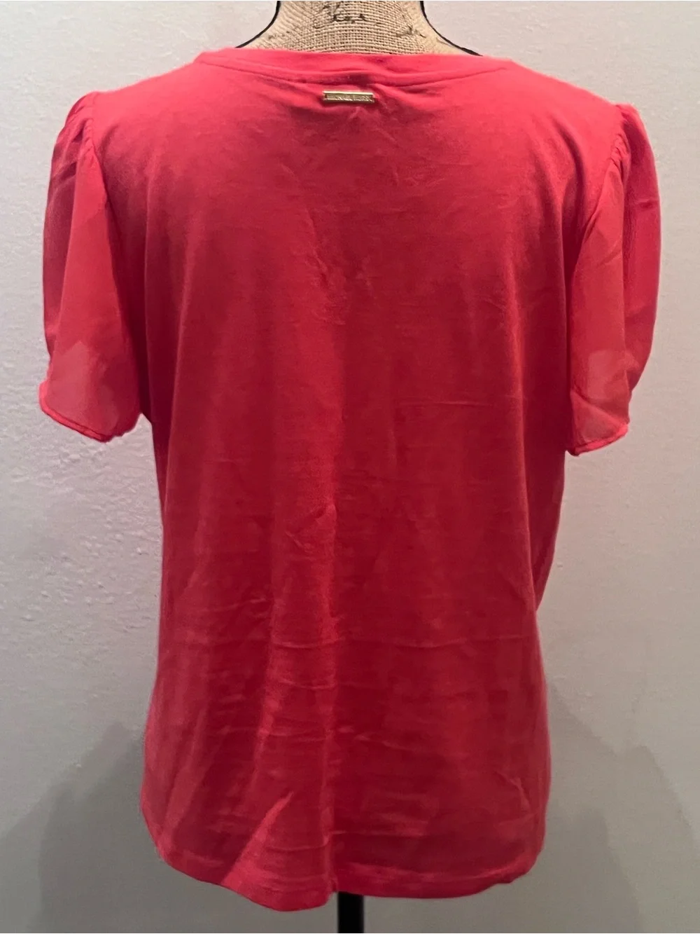 Michael Kors Coral Short Sleeve Puff-Sleeve Tee
